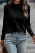 Raglan Long Sleeve Exposed Seam Detail Relaxed Fit Crew Neck Top